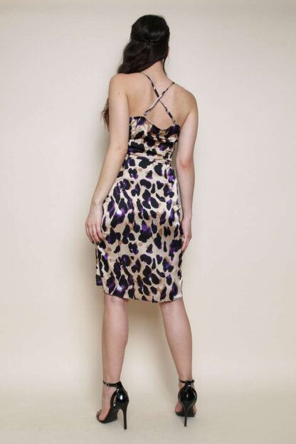 Leopard Satin Wrap Cami Dress - Image 6