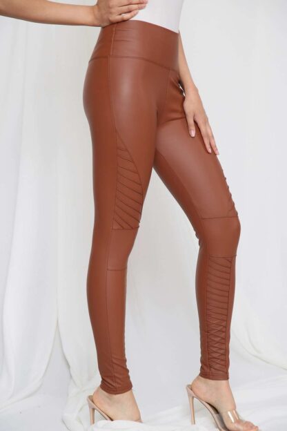 PU Biker Leather Look Leggings - Image 2