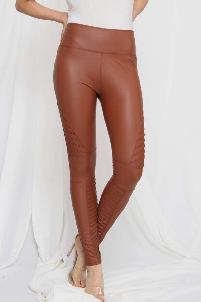 PU Biker Leather Look Leggings - Image 3