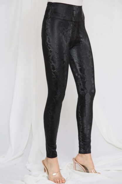 Snake Embossed Wet Look Leggings - Image 4