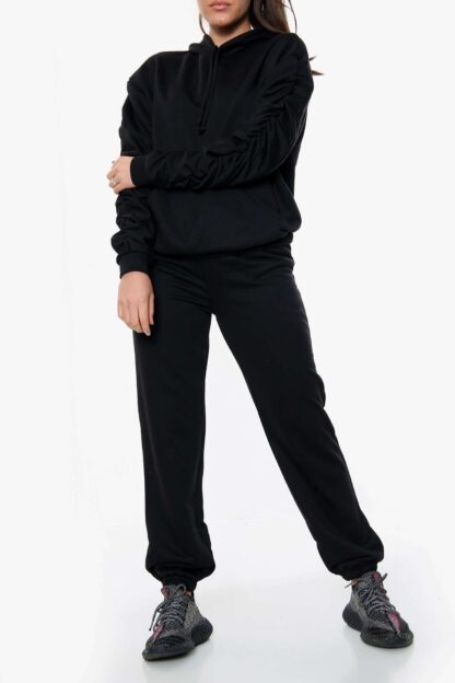 Ruched Sleeve Hoodie and Jogger Lounge Set - Image 9