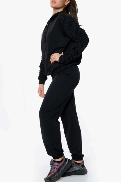 Ruched Sleeve Hoodie and Jogger Lounge Set - Image 8