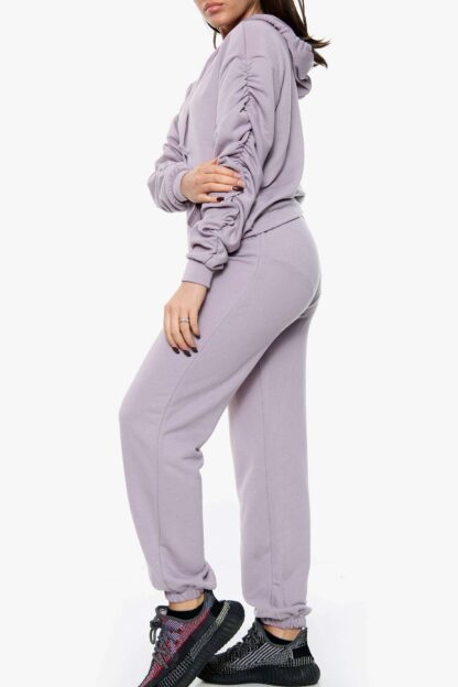 Ruched Sleeve Hoodie and Jogger Lounge Set - Image 4