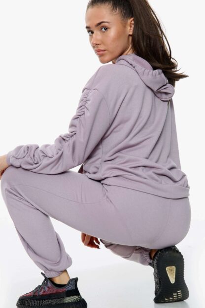 Ruched Sleeve Hoodie and Jogger Lounge Set - Image 6