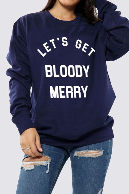 Christmas Let's Get Bloody Merry Oversized Sweatshirt - Image 2