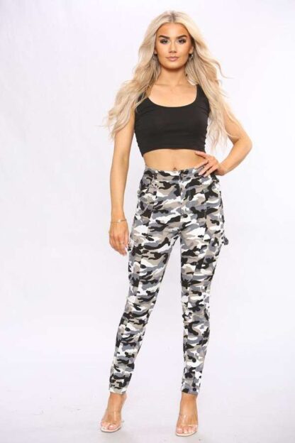 Camouflage Combat Denim Jeans gray colour