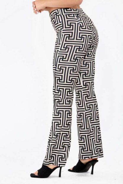 Flared Stretch Printed Trousers - Image 5