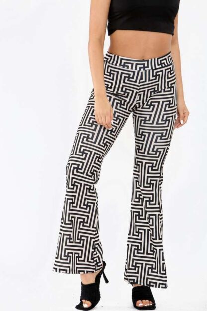 Flared Stretch Printed Trousers - Image 4