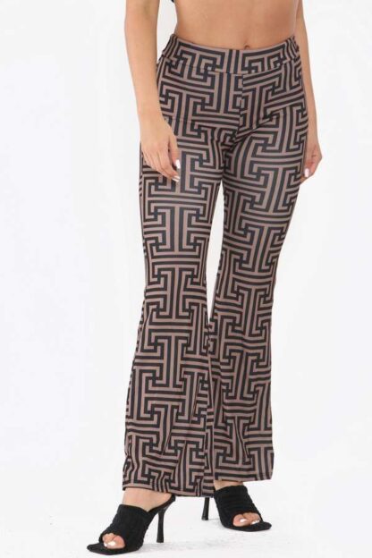 Flared Stretch Printed Trousers - Image 3