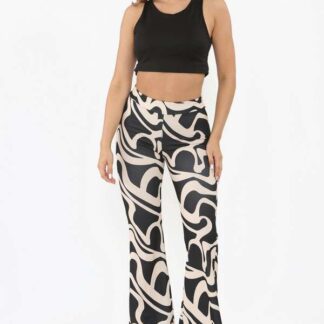 Stretch Swirl Printed Trousers beige colour