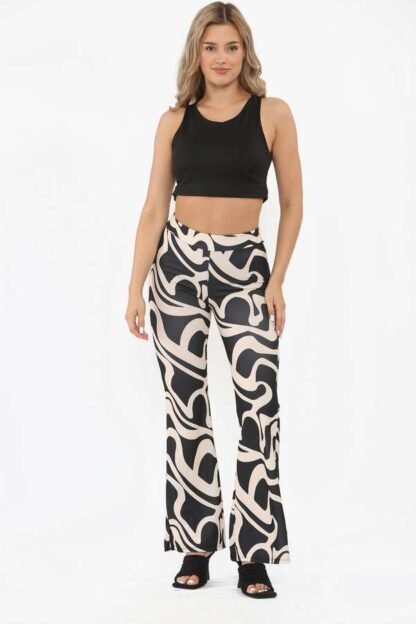 Stretch Swirl Printed Trousers beige colour