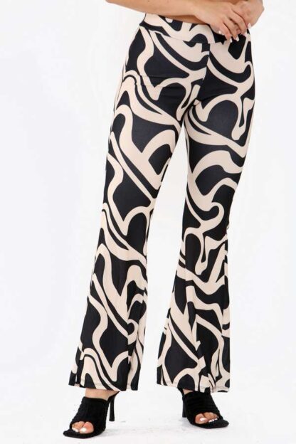 Flared Stretch Swirl Printed Trousers - Image 4