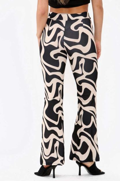 Flared Stretch Swirl Printed Trousers - Image 5