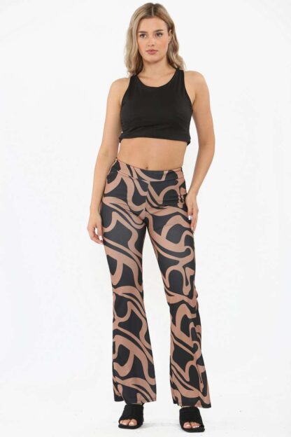 Flared Stretch Swirl Printed Trousers - Image 7