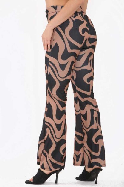 Flared Stretch Swirl Printed Trousers - Image 6