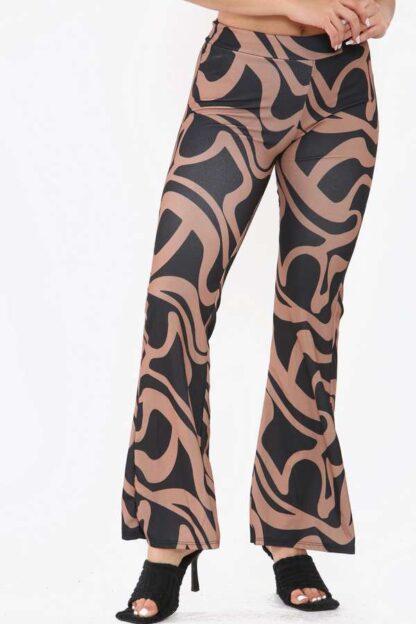 Flared Stretch Swirl Printed Trousers - Image 8