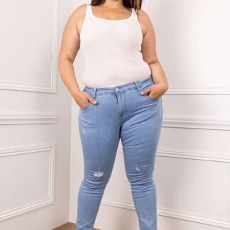 HIGH WAIST PUSH UP JEANS blue ripped