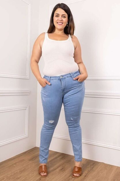 HIGH WAIST PUSH UP JEANS blue ripped