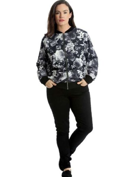 PLUS SIZE FLORAL BOMBER JACKET - Image 2