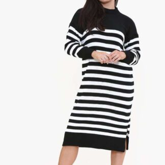 Striped Midi Jumper Dress black