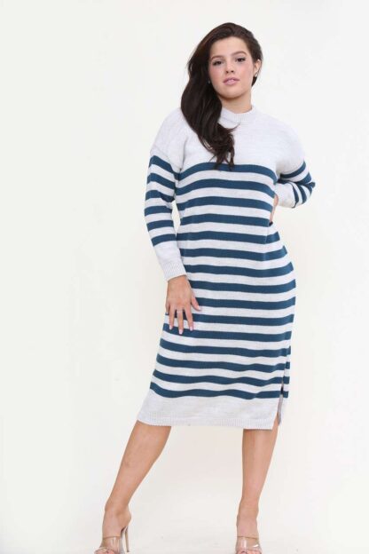 Striped Midi Jumper Dress - Image 9