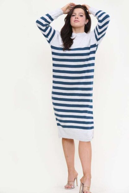 Striped Midi Jumper Dress - Image 10
