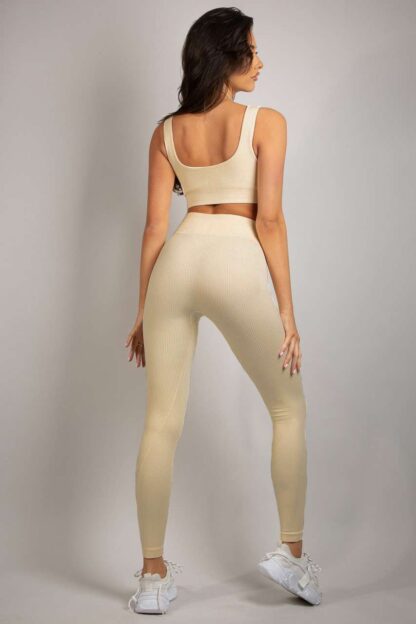 HIGH WAIST RIBBED GYM LEGGINGS - Image 24