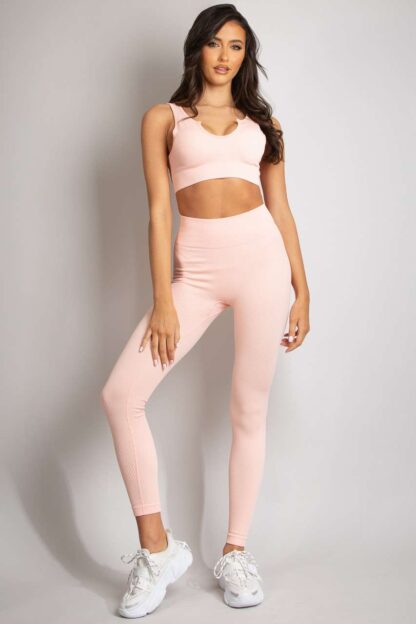 HIGH WAIST RIBBED GYM LEGGINGS - Image 4