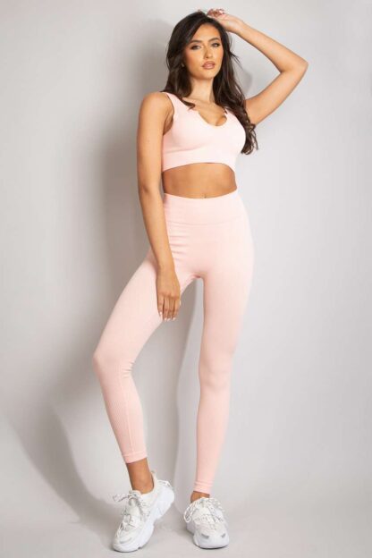HIGH WAIST RIBBED GYM LEGGINGS