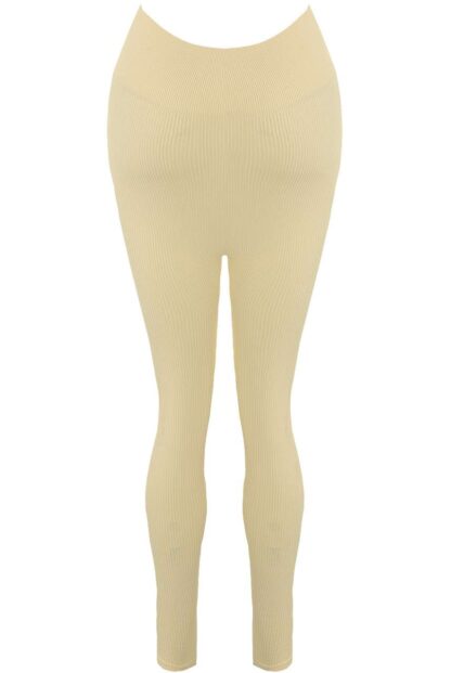 HIGH WAIST RIBBED GYM LEGGINGS - Image 9