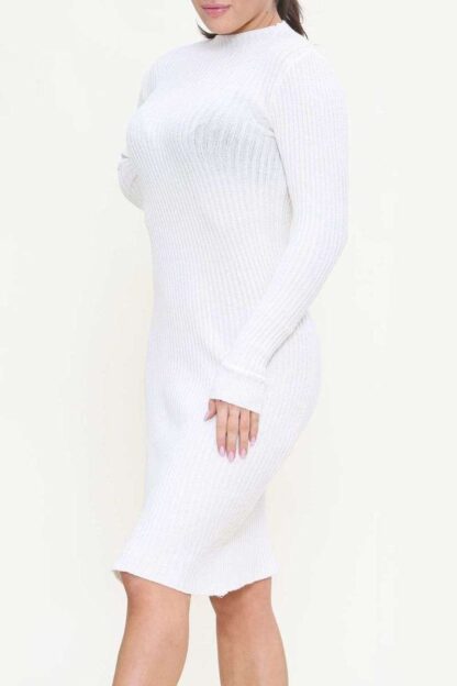 High-Neck Ribbed Knit Midi Dress - Image 6