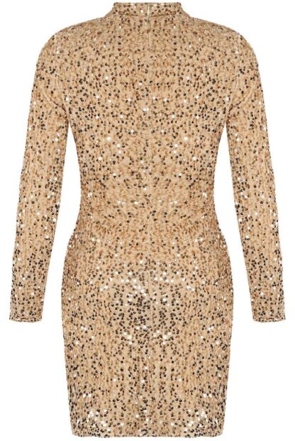 SEQUIN HIGH NECK GLITTER MINI DRESS - Image 3