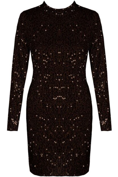 SEQUIN HIGH NECK GLITTER MINI DRESS - Image 6