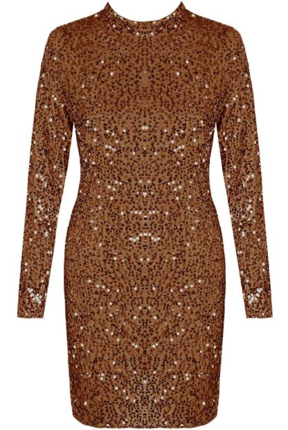 SEQUIN HIGH NECK GLITTER MINI DRESS - Image 7