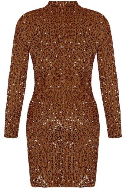SEQUIN HIGH NECK GLITTER MINI DRESS - Image 8