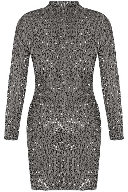 SEQUIN HIGH NECK GLITTER MINI DRESS - Image 10