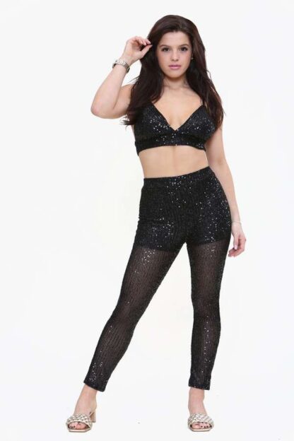 Sequin Bralette & Trousers Co-Ord Set - Image 2