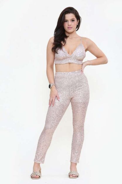 Sequin Bralette & Trousers Co-Ord Set - Image 3