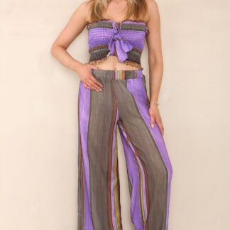 Stylish Sheer Top and Trousers Co-Ord Set - Fashionable Women's Ensemble