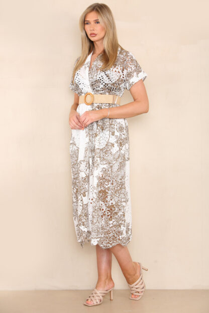 Elegant Border Anglaise Belted Midi Dress - Image 7