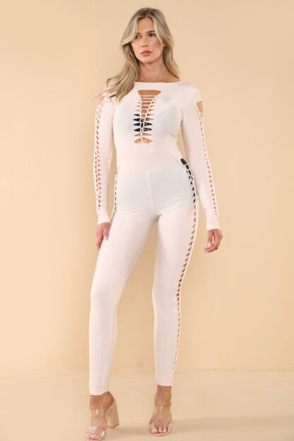 Stylish Laser Cut Out Leotard Jumpsuit - Image 5